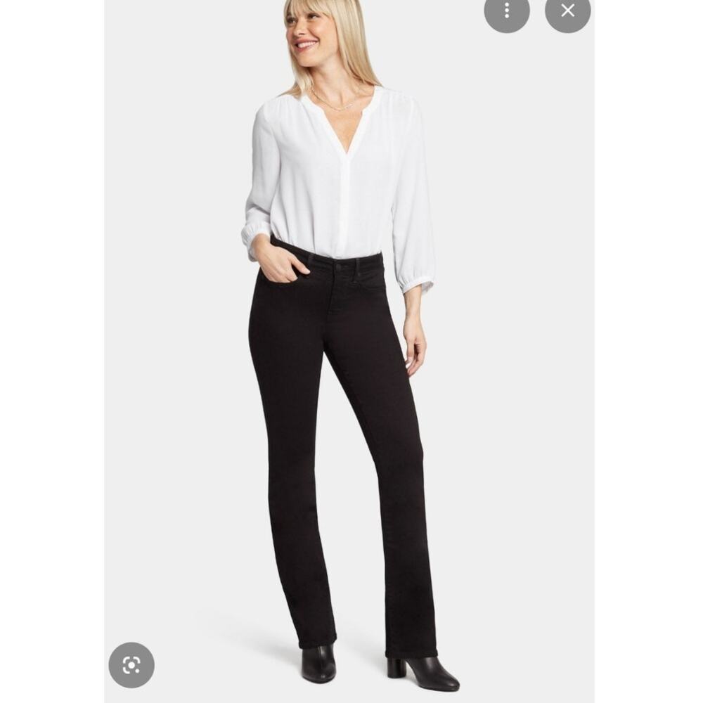 NYDJ Barbara Bootcut Jeans Women's 14 Black Stretch Denim High Rise Slimming